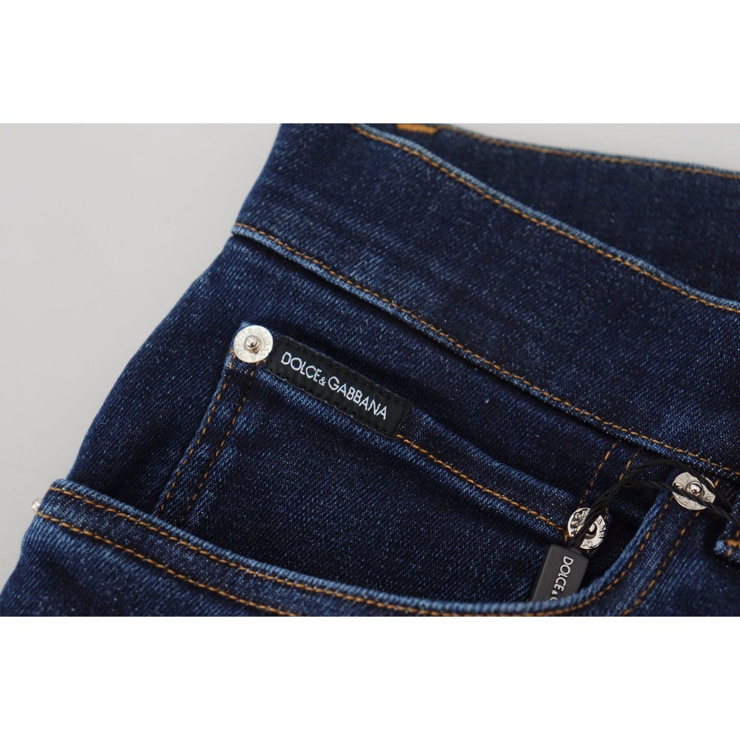 Dolce & Gabbana Dark Blue Cotton Denim SKINNY Jeans PAN74546- 58