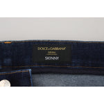 Dolce & Gabbana Dark Blue Cotton Denim SKINNY Jeans PAN74546- 58