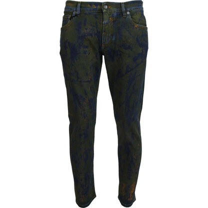 Dolce & Gabbana Blue Green Skinny Cotton Denim Jeans