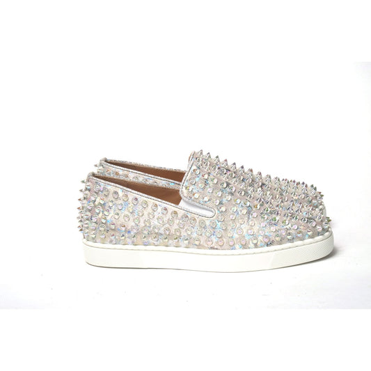 Christian Louboutin White Ab/Clear Ab Roller Boat Woman Flat Sneaker CL059-35.5-FBB-162