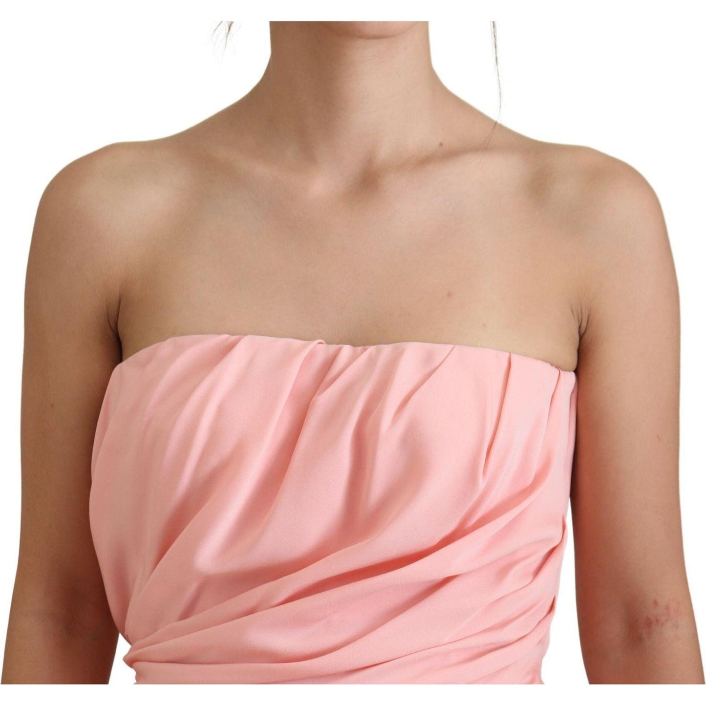 Dolce & Gabbana Pink Silk Stretch Strapless Sheath Dress