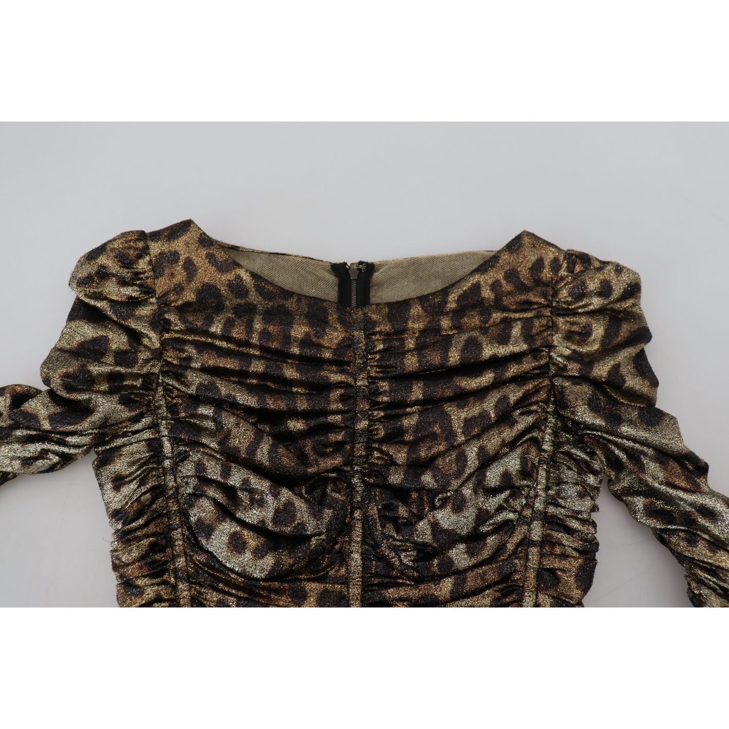 优雅豹纹中长紧身连衣裙