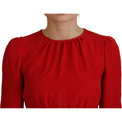 Dolce & Gabbana Red Silk Sheath A-line Knee Length Dress