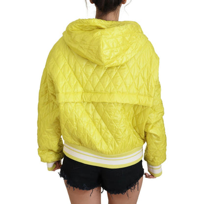 Dolce & Gabbana Yellow Nylon Quilted Hooded Pullover Jacket