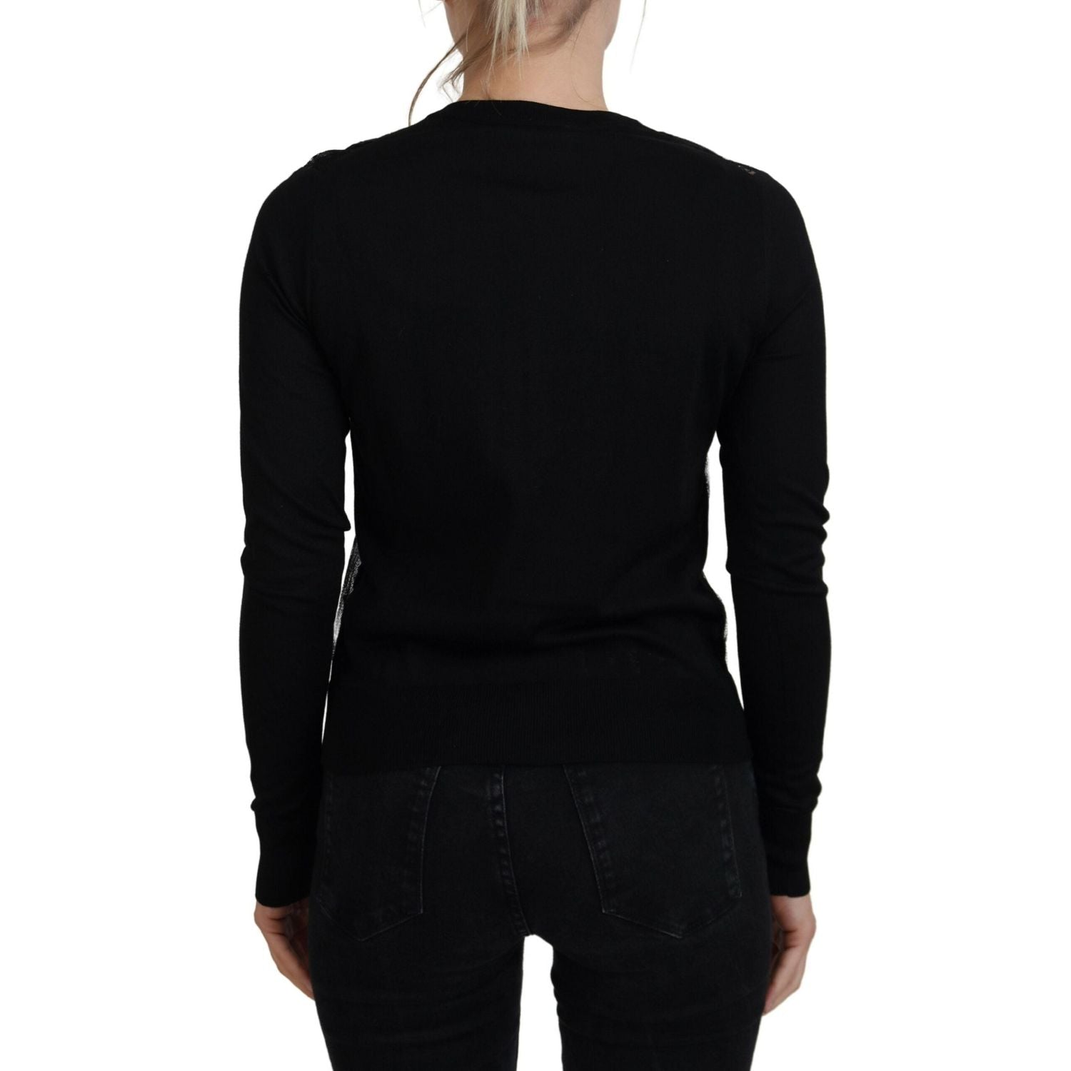 优雅黑色花卉蕾丝开衫