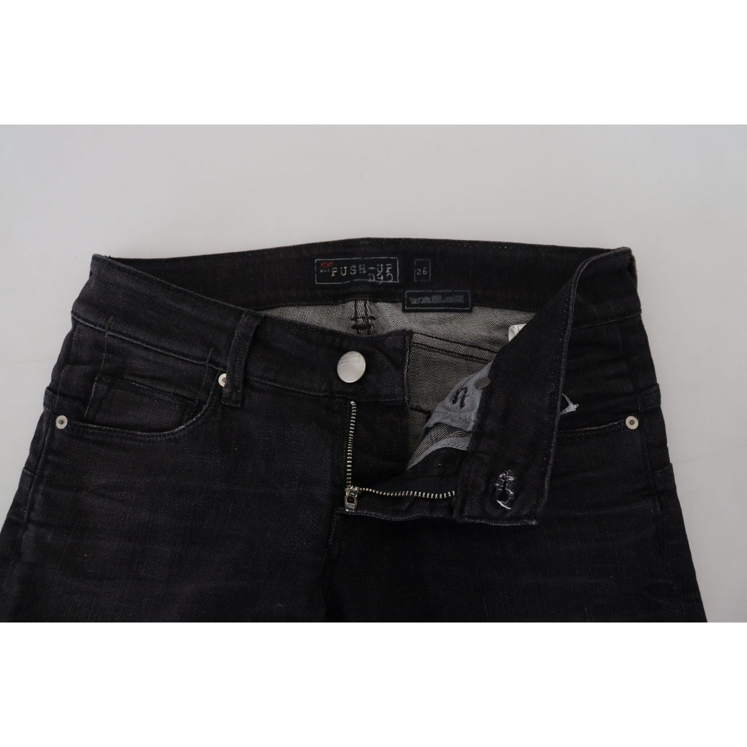 بنطلون جينز Acht Chic أسود بخصر منخفض وساق مستقيمة