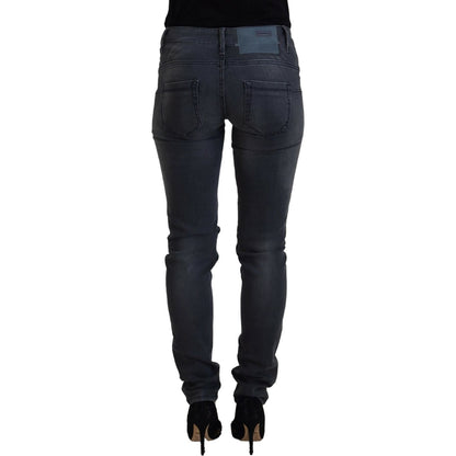 Acht Gray Cotton Skinny Low Waist Women Casual Denim Jeans