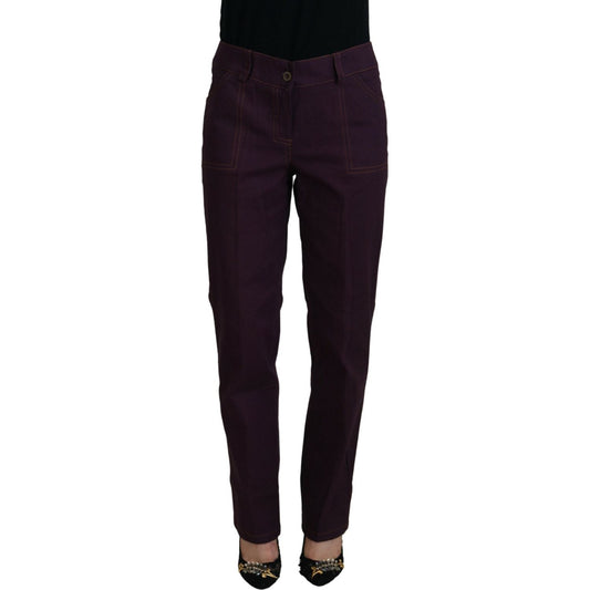BENCIVENGA Purple Cotton Mid Waist Women Tapered Pants PAN74063-44