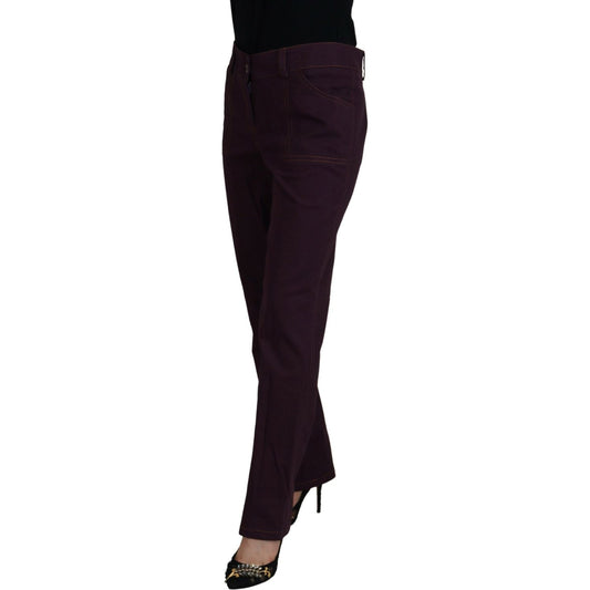 BENCIVENGA Purple Cotton Mid Waist Women Tapered Pants PAN74063-44