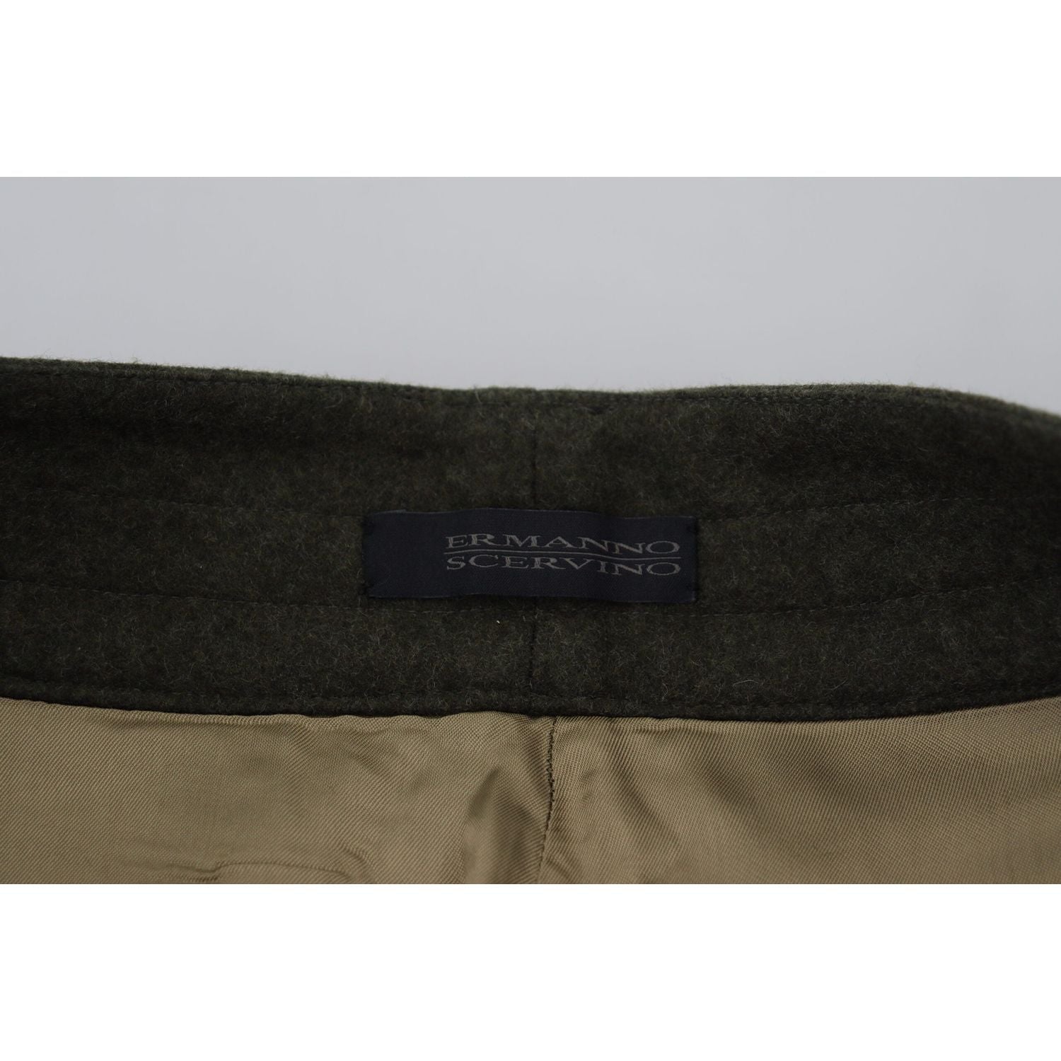 优雅绿色锥形羊毛混纺裤