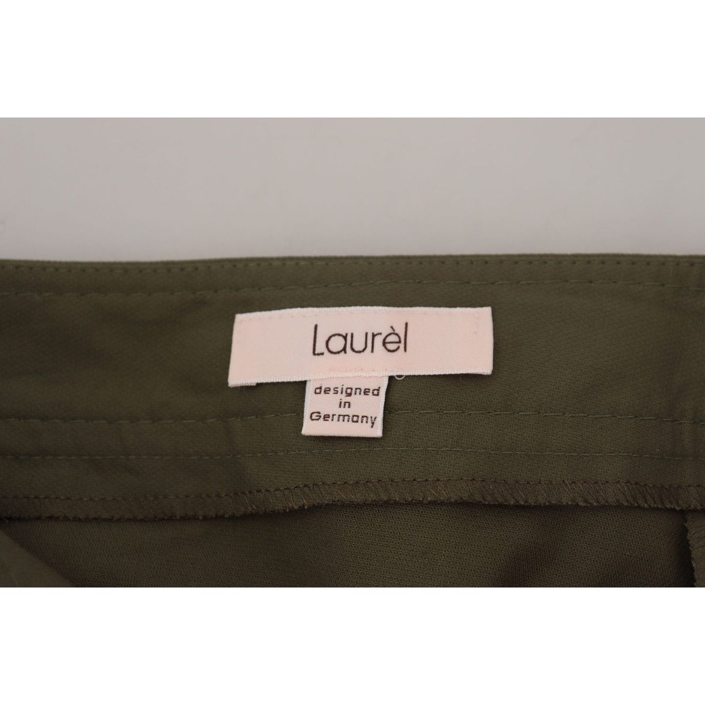 LAUREL Green Cotton High Waist Women Tapered Pants PAN74115-40