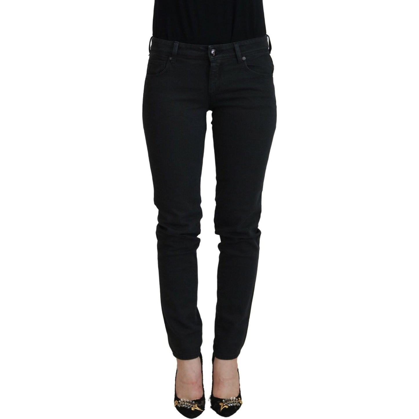 Ermanno Scervino Black Cotton Slim Fit Women Denim Jeans
