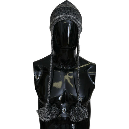 Dolce & Gabbana Gray Warm Fleece Ear Flaps Knit Beanie Hat