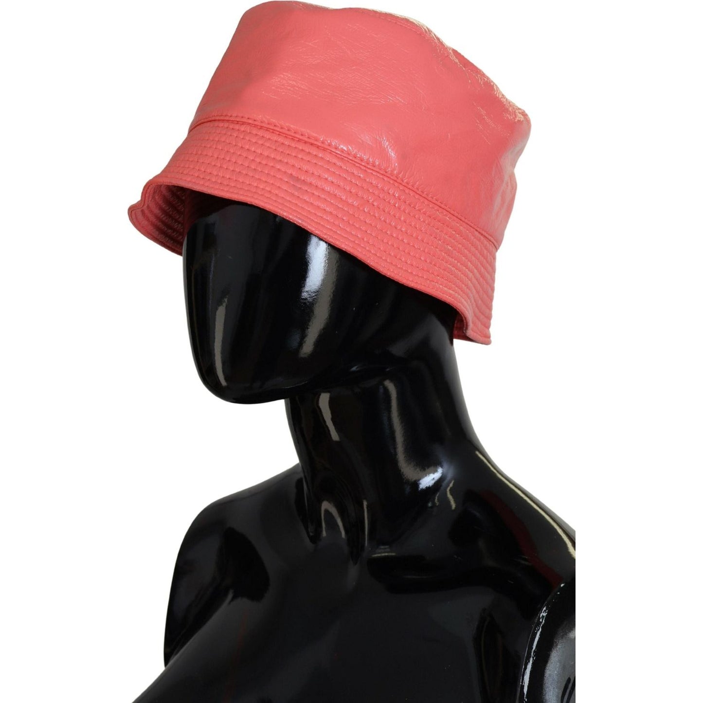 Dolce & Gabbana Peach Quilted Faux Leather Women Bucket Cap Hat