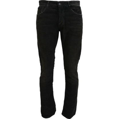 Costume National Gray Cotton Corduroy Men Casual Jeans