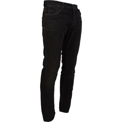 Costume National Gray Cotton Corduroy Men Casual Jeans