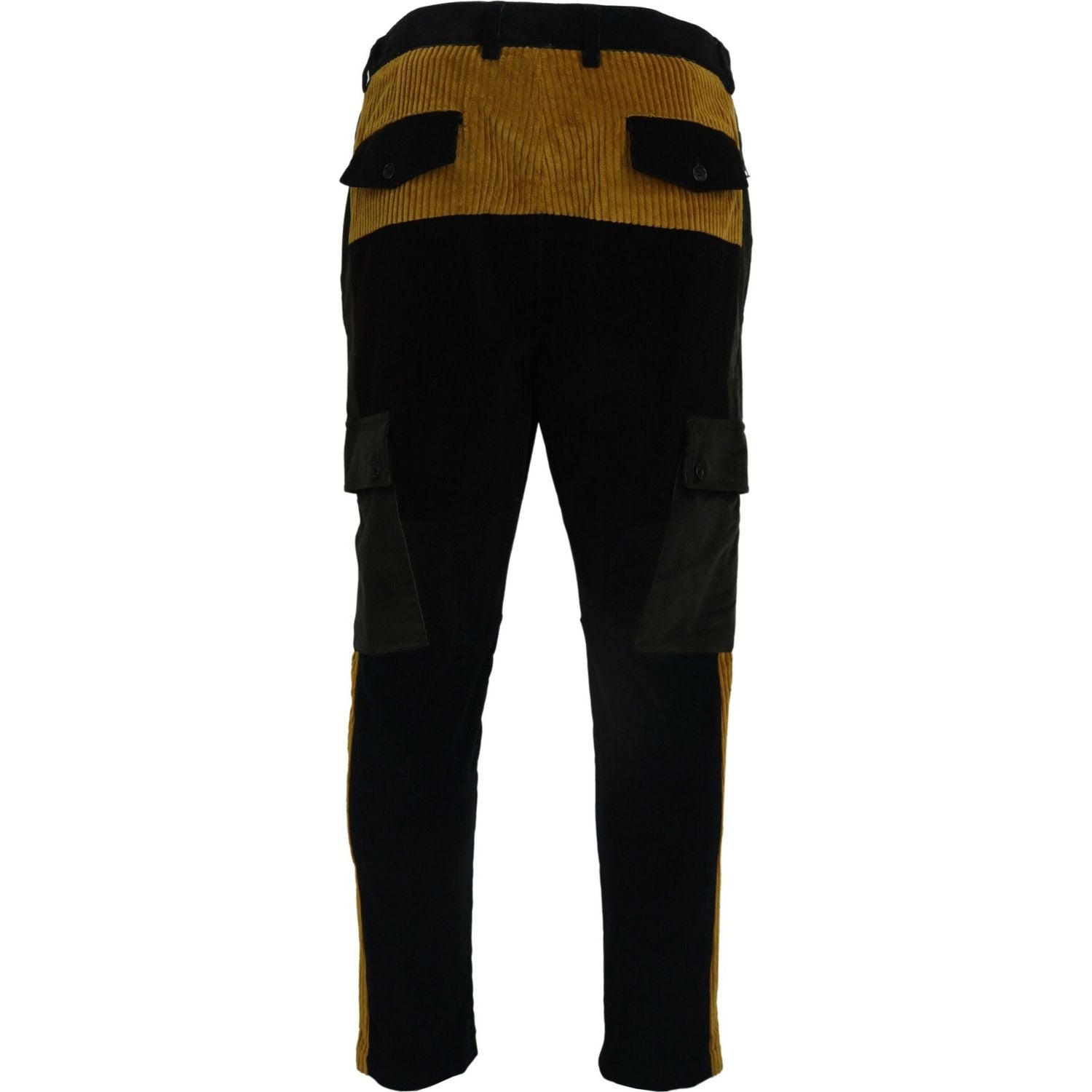 Dolce & Gabbana Black Yellow Cotton Men Pants