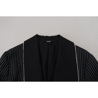Dolce & Gabbana Black Robe Striped DG Patch Jacket Men Blazer