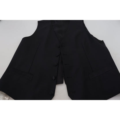 Dolce & Gabbana Black Virgin Wool Waistcoat Formal Vest