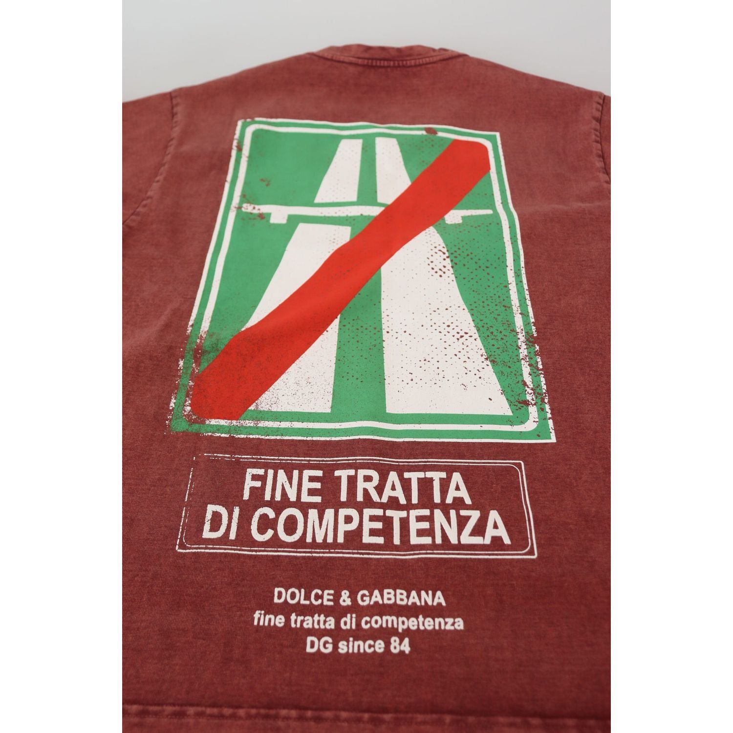 优雅栗色印花棉质 T 恤