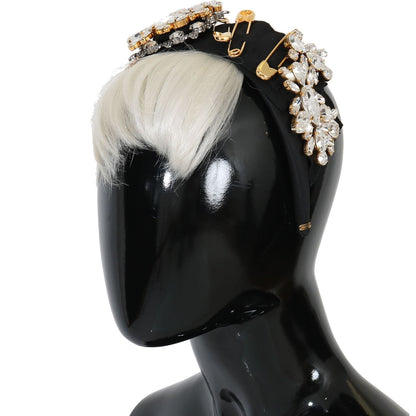 Dolce & Gabbana Black Crystal White Hair Parrucchiera Headband Diadem