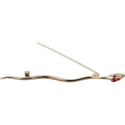 Dolce & Gabbana Silver Brass Crystal Spilla Serpente Brooch Pin Brooch