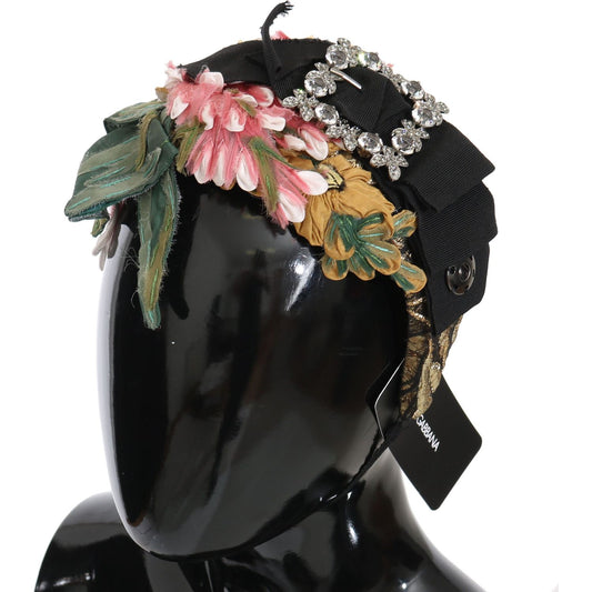 Dolce & Gabbana Multicolor Tiara Floral Crystal Bow Diadem Headband SMYK486