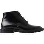 Dolce & Gabbana Black Leather Men Short Boots Lace Up Shoes MV5011-39
