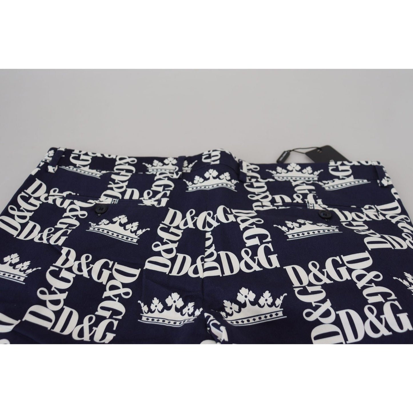 Dolce & Gabbana Blue Logo Print Cotton Chinos Shorts PAN74753- 44