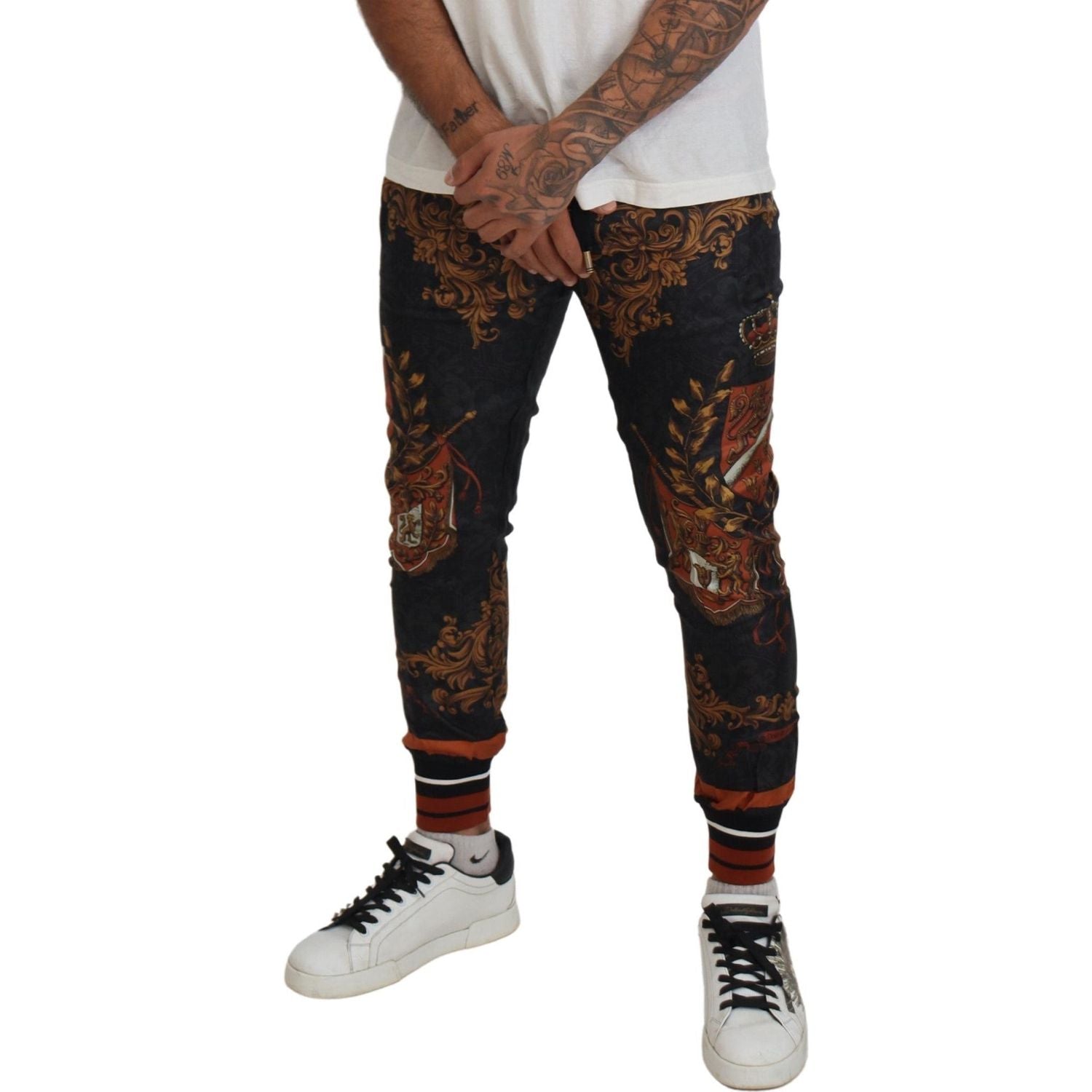 بنطال رياضي من الحرير بطبعة الباروك من دولتشي آند غابانا