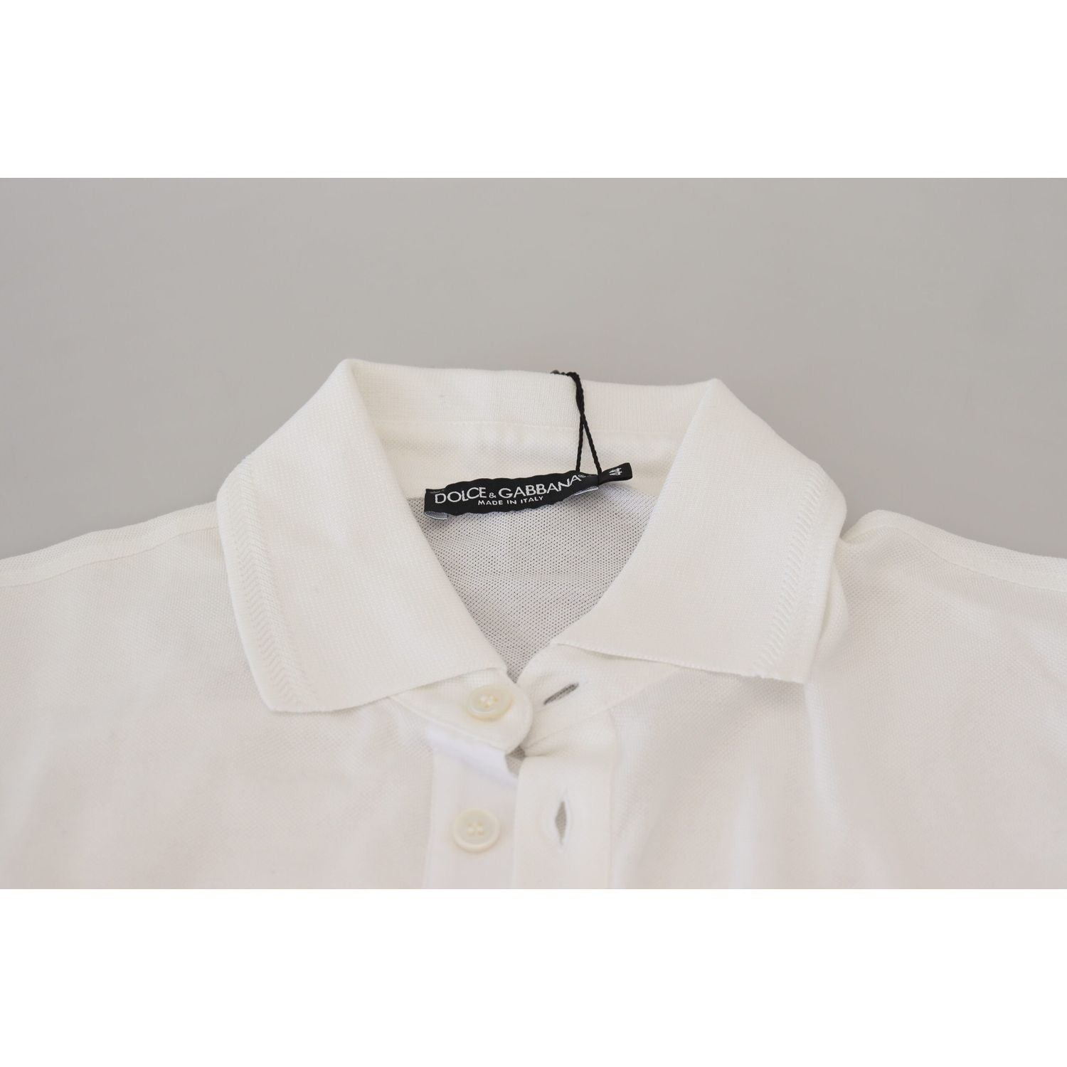 优雅白色棉混纺 Polo 衫