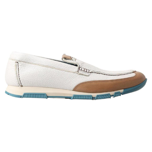 Dolce & Gabbana White Leather Loafers Moccasins Shoes MV5023- 41.5