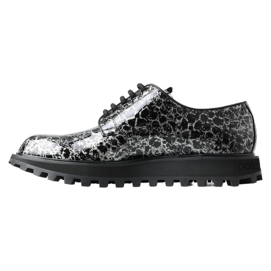 Dolce & Gabbana Black White Derby Patent Leather Shoes MV5036-39
