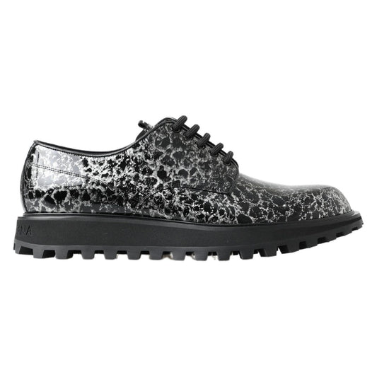 Dolce & Gabbana Black White Derby Patent Leather Shoes MV5036-39