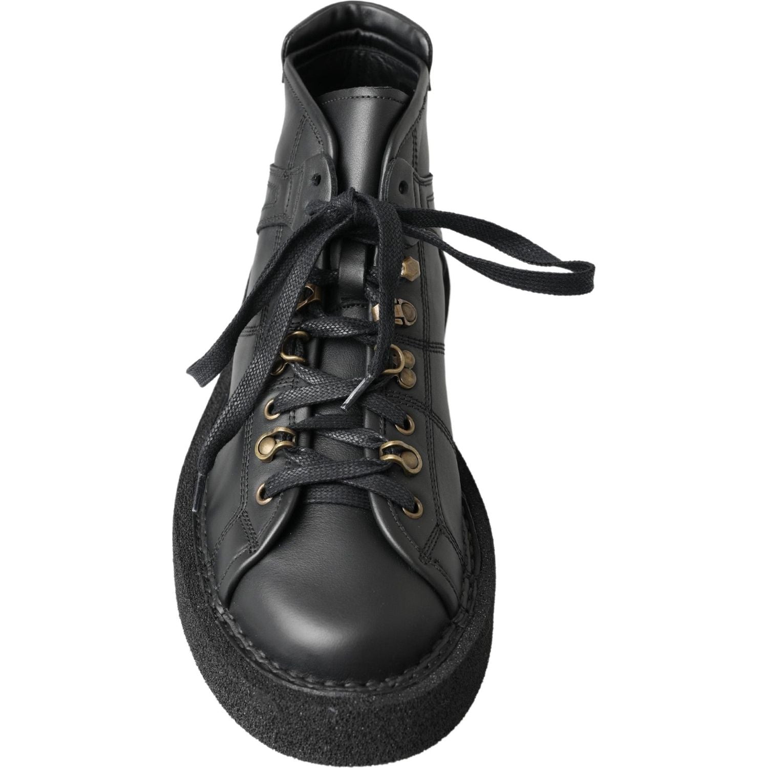 Dolce & Gabbana Black Leather Slip on Stretch Boots