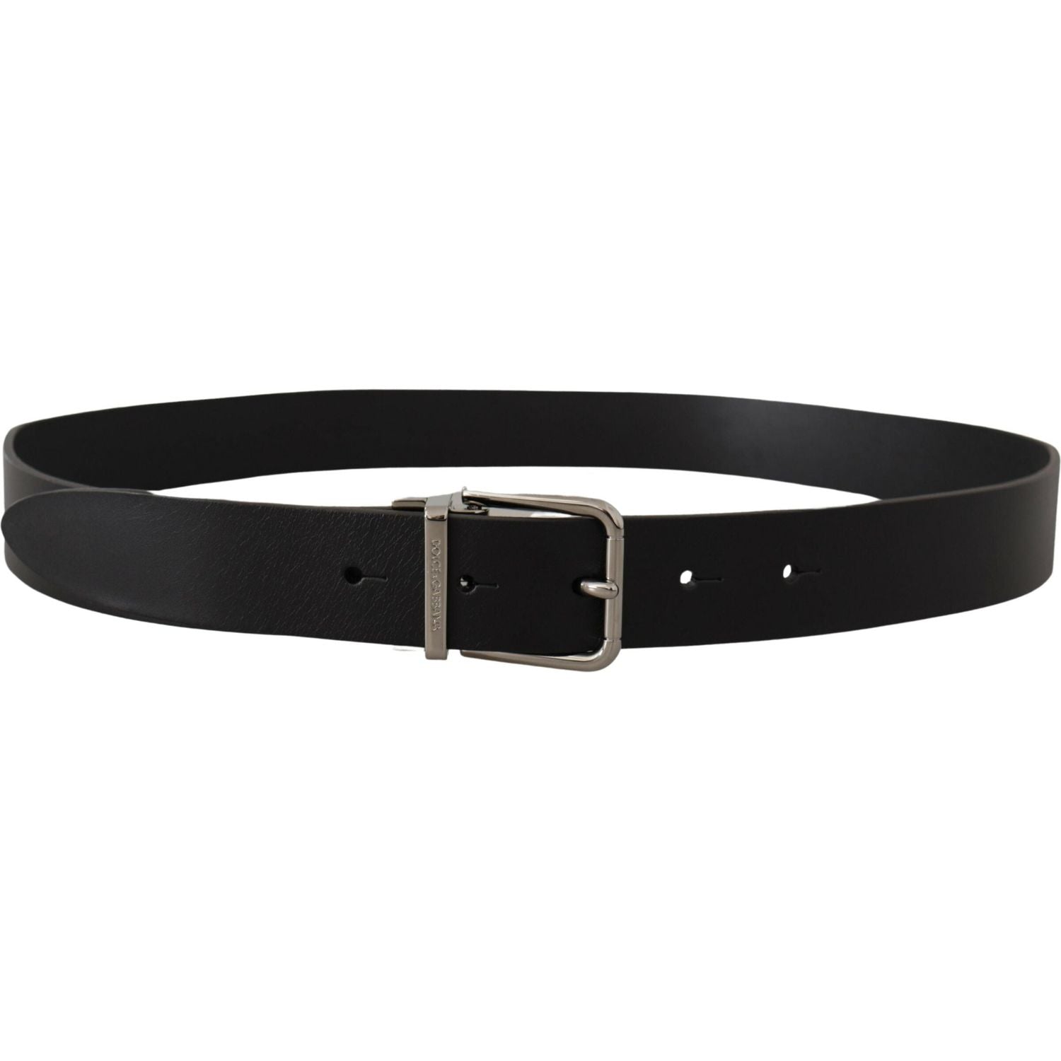 Dolce & Gabbana Black Casual Calf Leather Logo Metal Buckle Belt