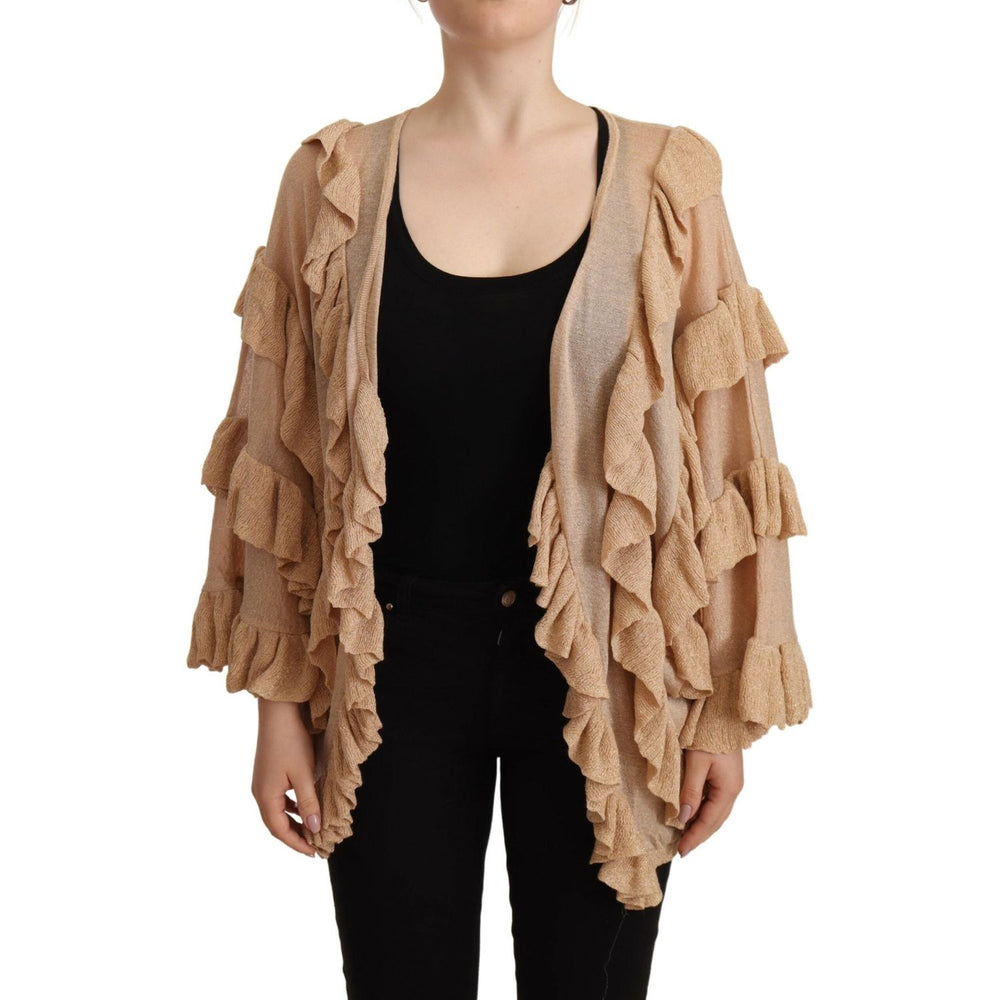 Aniye By Chic Beige Long Sleeve Open Front Cardigan Aniye By Rosy Brown