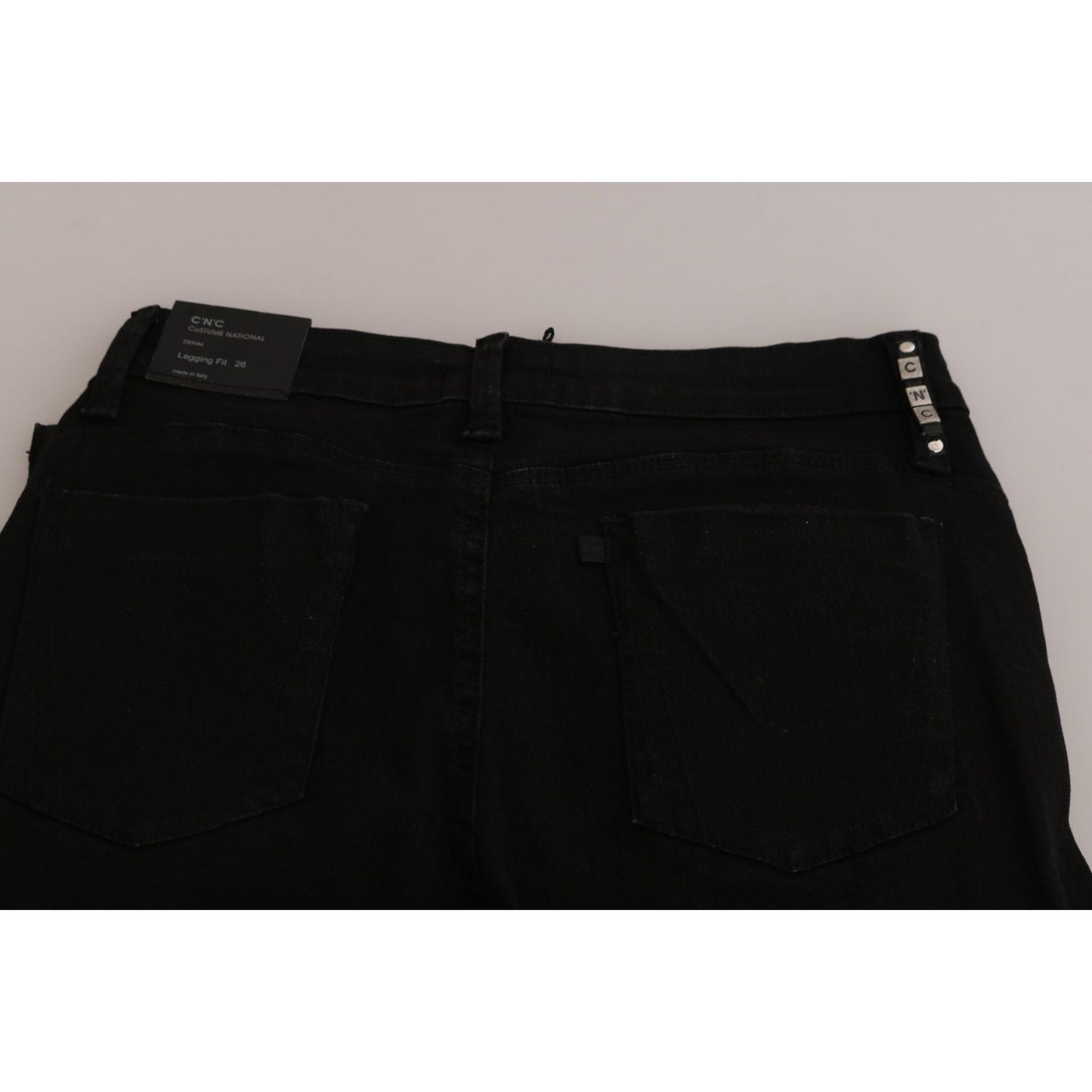 Costume National Black Embellished Mid Waist Skinny Denim Jeans