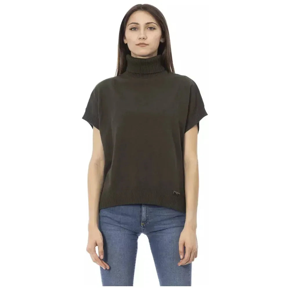 带字母图案细节的优雅高领毛衣