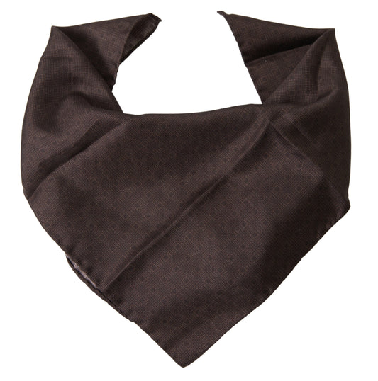 Dolce & Gabbana Brown Patterned Silk Square Handkerchief Scarf MS7076