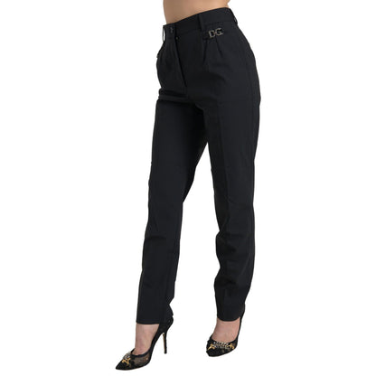 Dolce & Gabbana Black Wool High Waist Tapered Pants