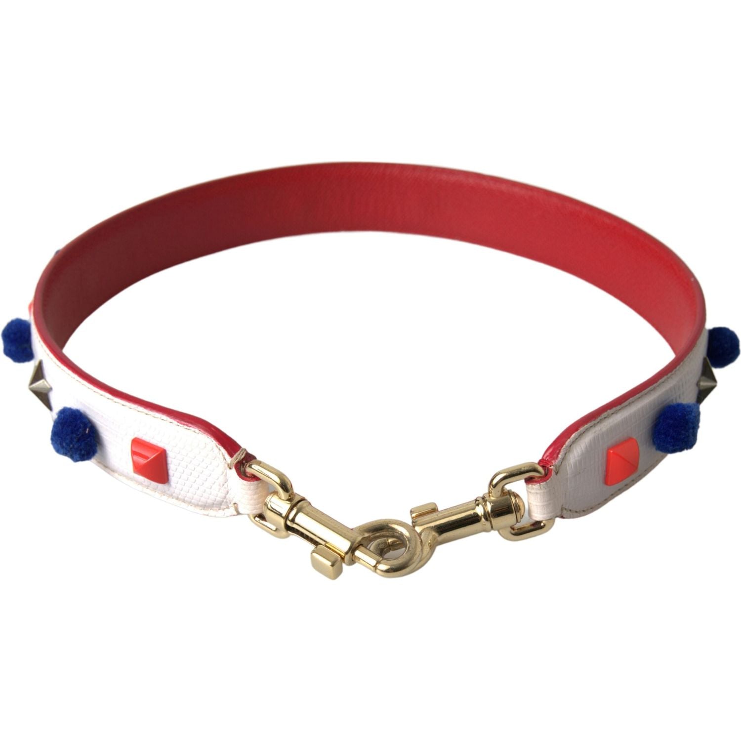 惊艳的白色多色铆钉皮革表带