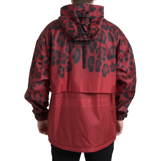 Dolce & Gabbana Red Leopard Hooded Rain Coat Jacket JKT3685-48