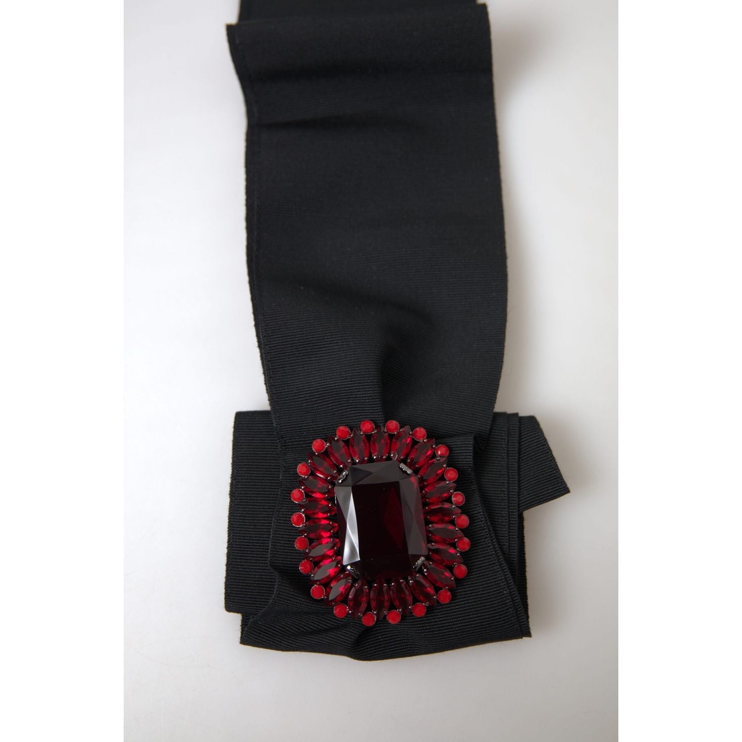 Dolce & Gabbana Black Crystal Brass Wide Waist Runway Belt