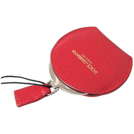 Dolce & Gabbana Red Calfskin Leather Hand Mirror Holder smy101197