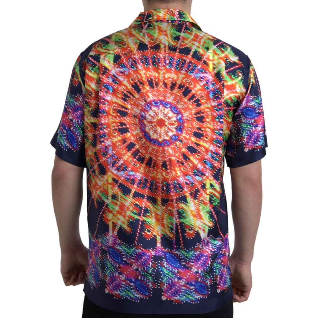 多色丝绸纽扣休闲衬衫