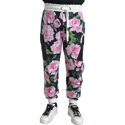 Dolce & Gabbana Multicolor Peony Joggers Cotton Men Pants PAN74844-58