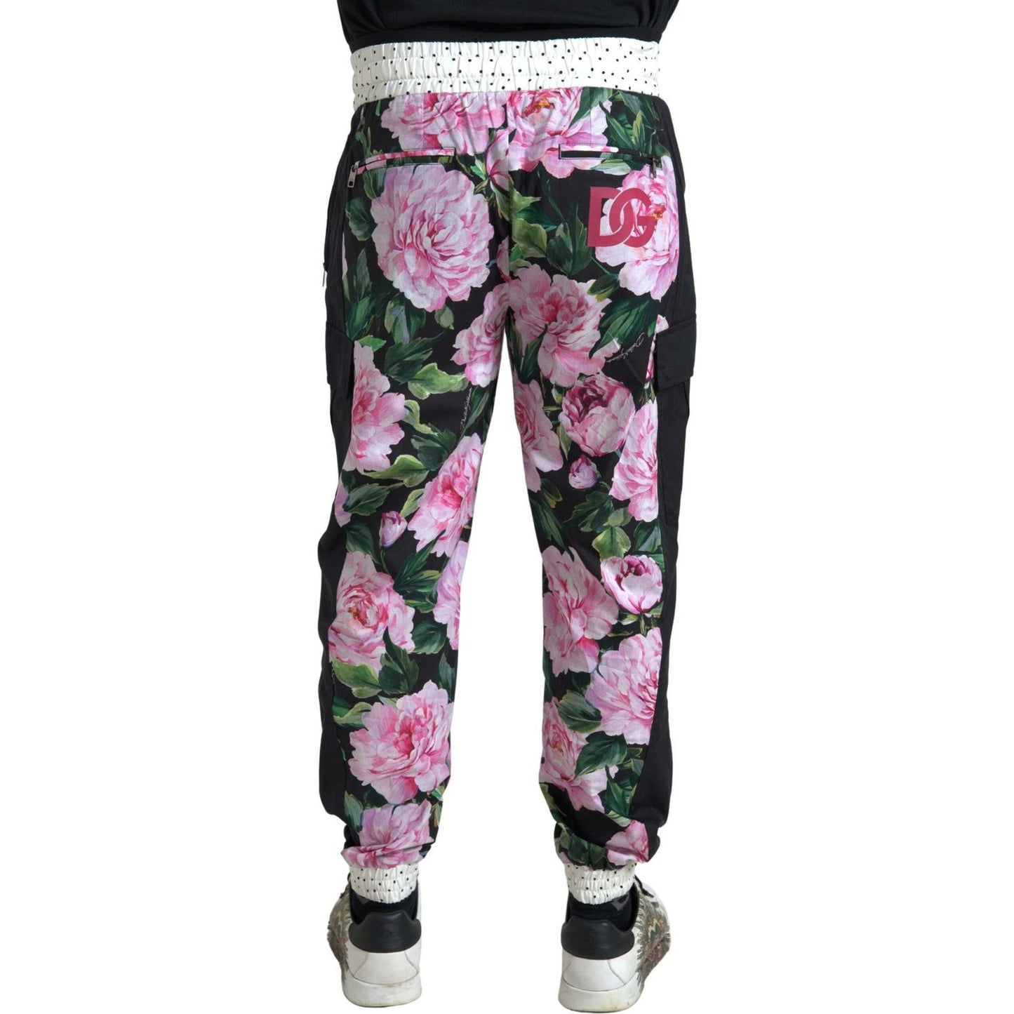Dolce & Gabbana Multicolor Peony Joggers Cotton Men Pants PAN74844-58