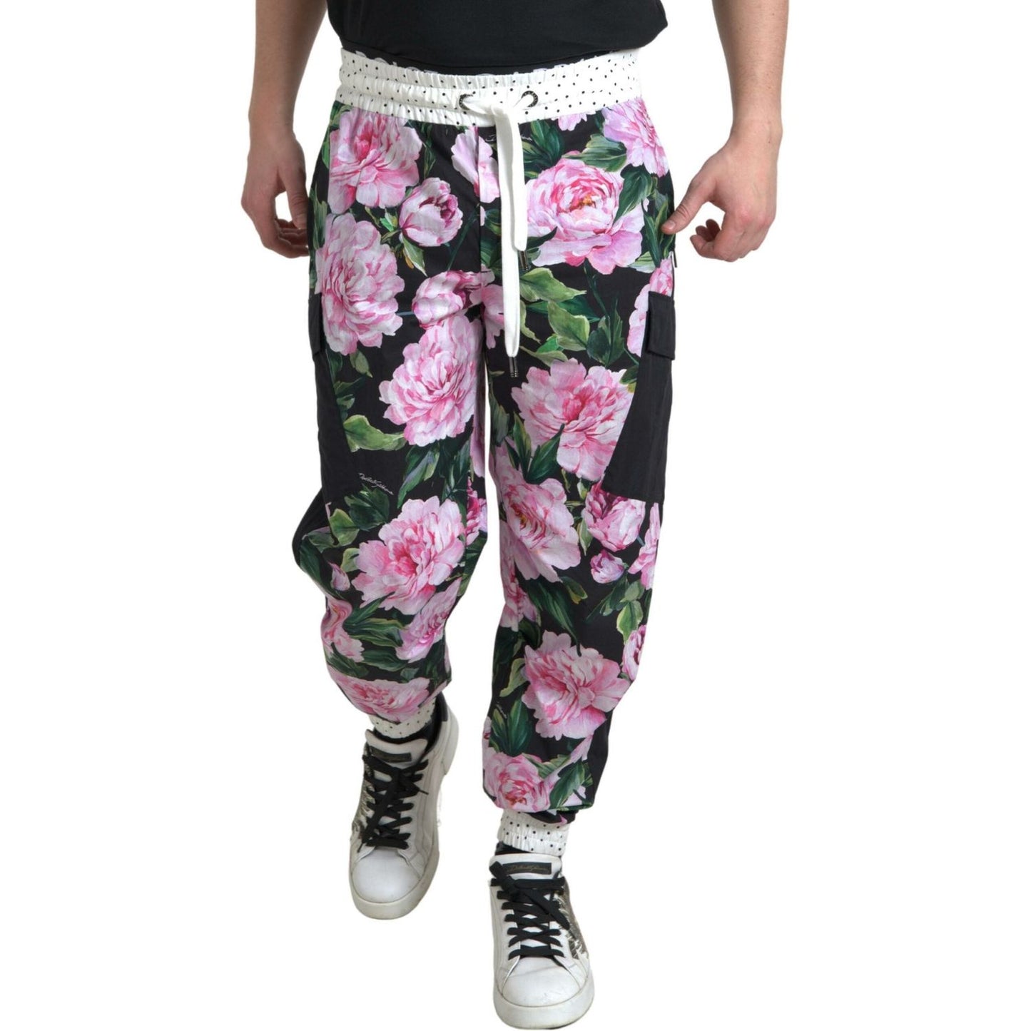 Dolce & Gabbana Multicolor Peony Joggers Cotton Men Pants PAN74844-58