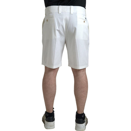Dolce & Gabbana White Cotton Stretch Men Bermuda Denim Shorts PAN74846-56